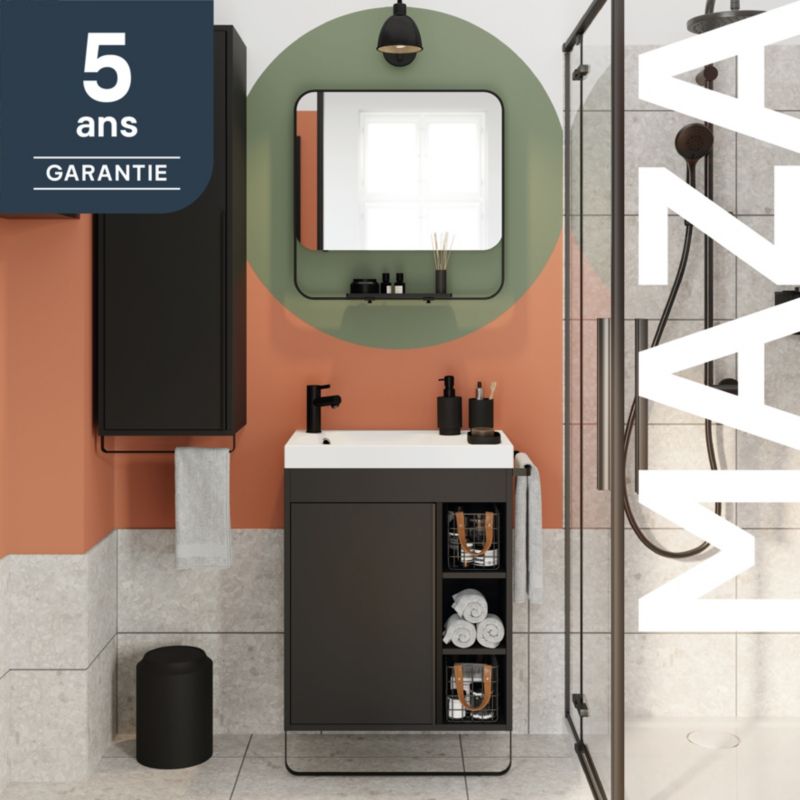 Stående vaskeskab GoodHome Maza 60 x 36 cm mat-sort