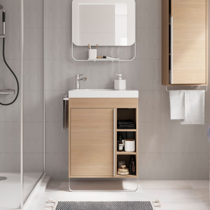 GoodHome Maza fritstående underskab til vask 60 x 36 cm i egetræ