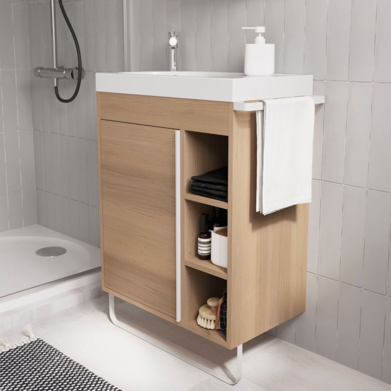 GoodHome Maza fritstående underskab til vask 60 x 36 cm i egetræ