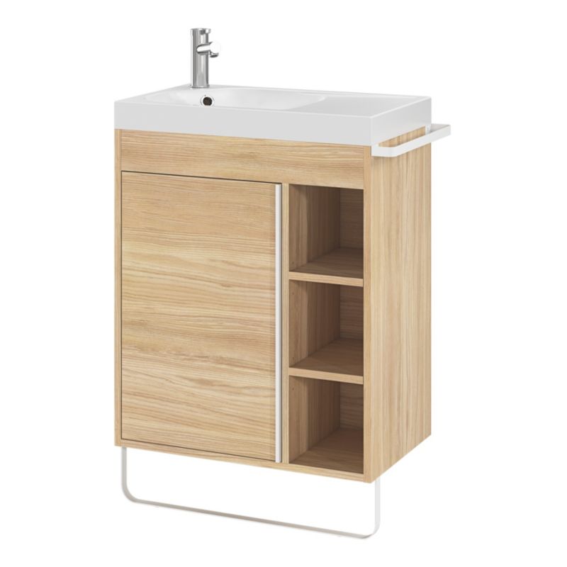 GoodHome Maza fritstående underskab til vask 60 x 36 cm i egetræ