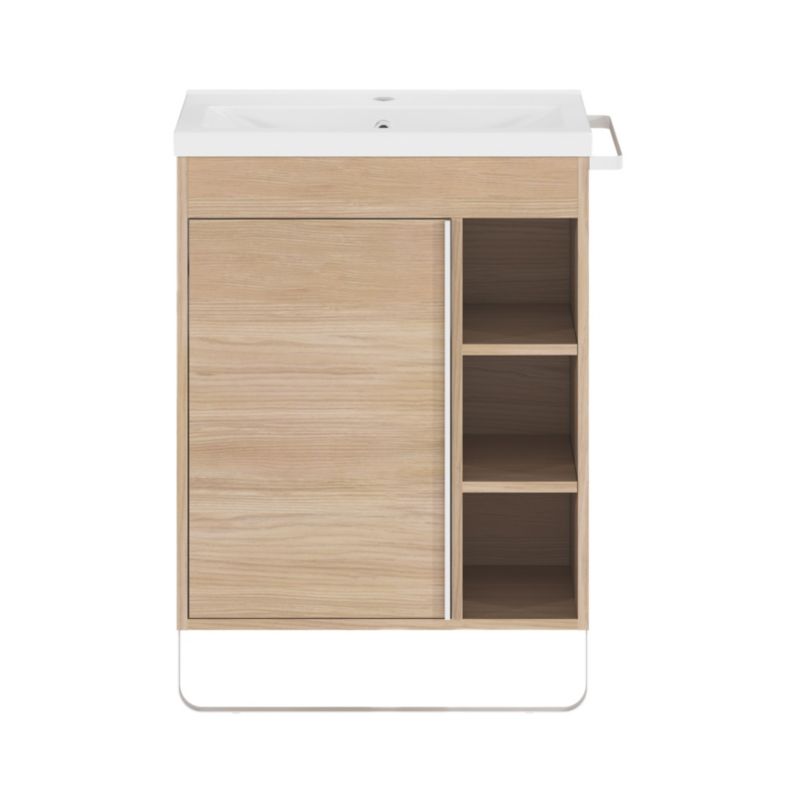 GoodHome Maza fritstående underskab til vask 60 x 36 cm i egetræ