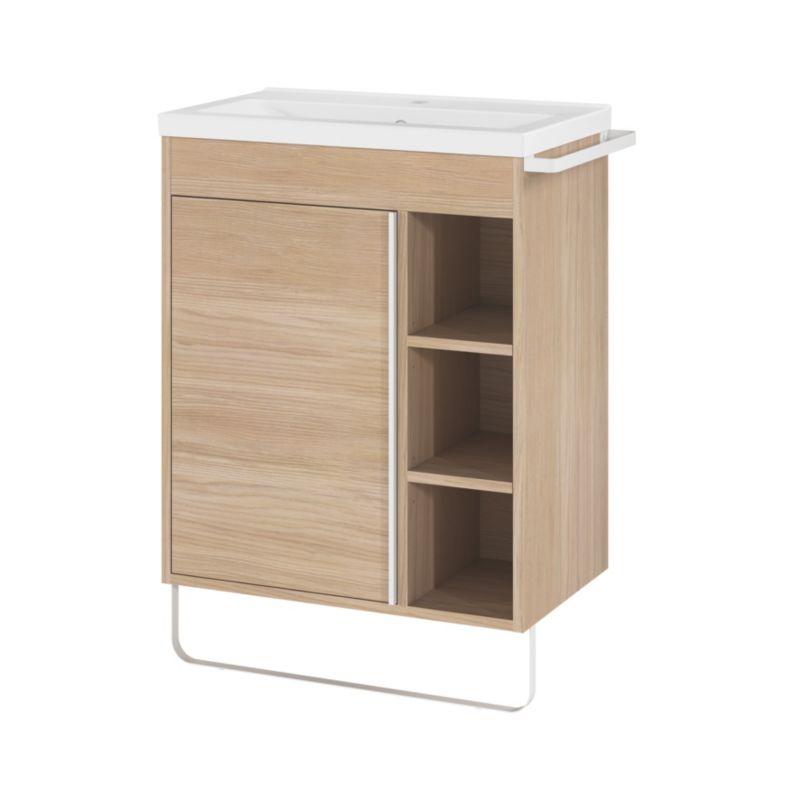 GoodHome Maza fritstående underskab til vask 60 x 36 cm i egetræ