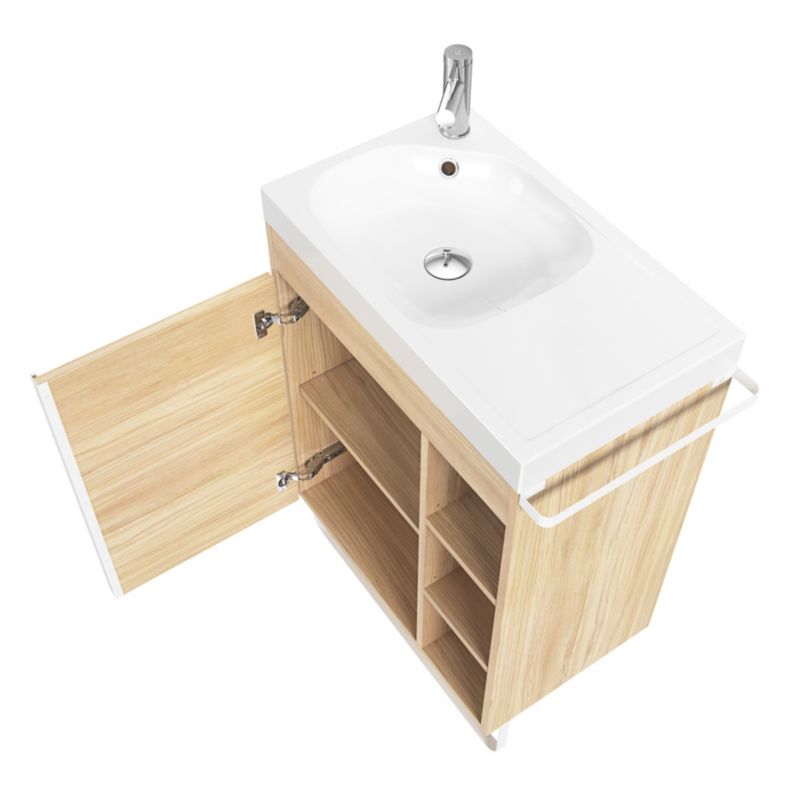 GoodHome Maza fritstående underskab til vask 60 x 36 cm i egetræ
