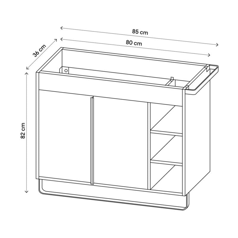 Stående skab til vask GoodHome Maza 80 x 36 cm mat-sort