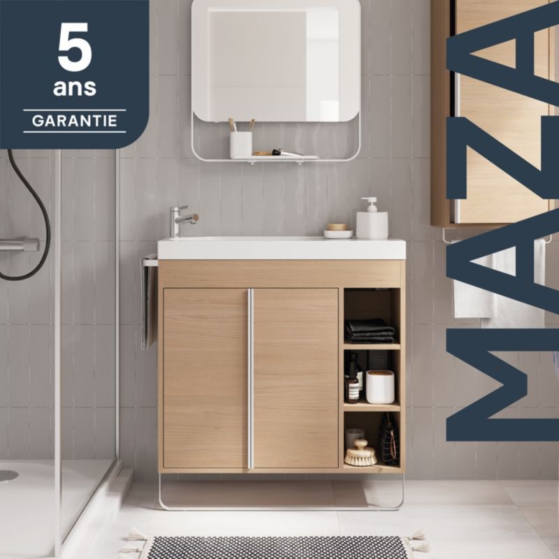 GoodHome Maza fritstående vaskeskab 80 x 36 cm i egetræslook