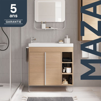GoodHome Maza fritstående vaskeskab 80 x 36 cm i egetræslook