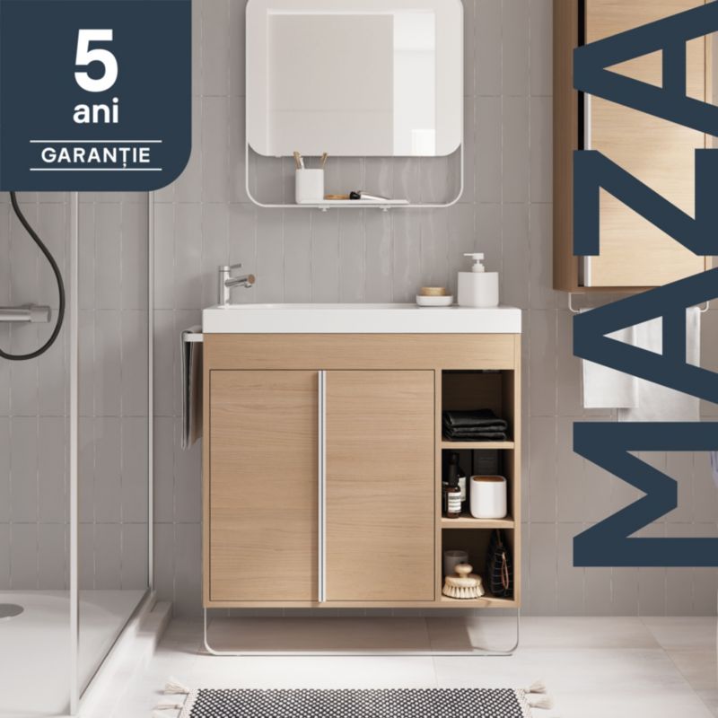 GoodHome Maza fritstående vaskeskab 80 x 36 cm i egetræslook