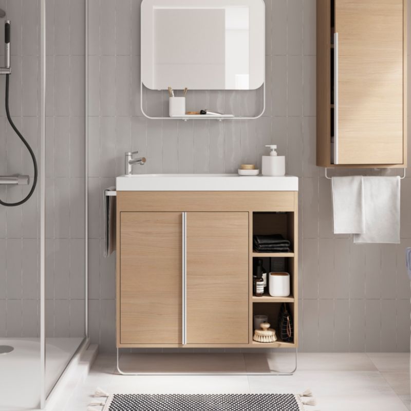 GoodHome Maza fritstående vaskeskab 80 x 36 cm i egetræslook