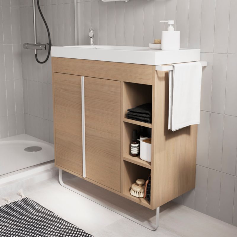 GoodHome Maza fritstående vaskeskab 80 x 36 cm i egetræslook