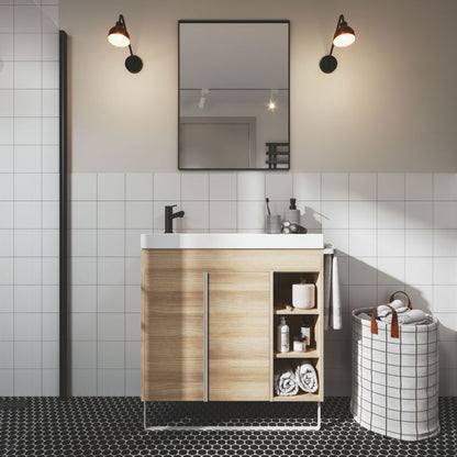 GoodHome Maza fritstående vaskeskab 80 x 36 cm i egetræslook