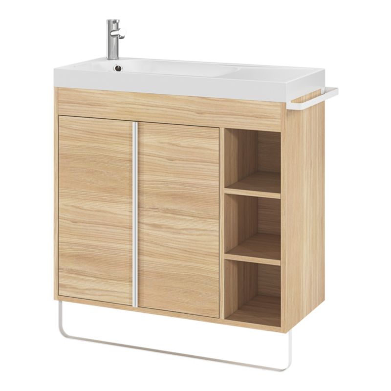 GoodHome Maza fritstående vaskeskab 80 x 36 cm i egetræslook
