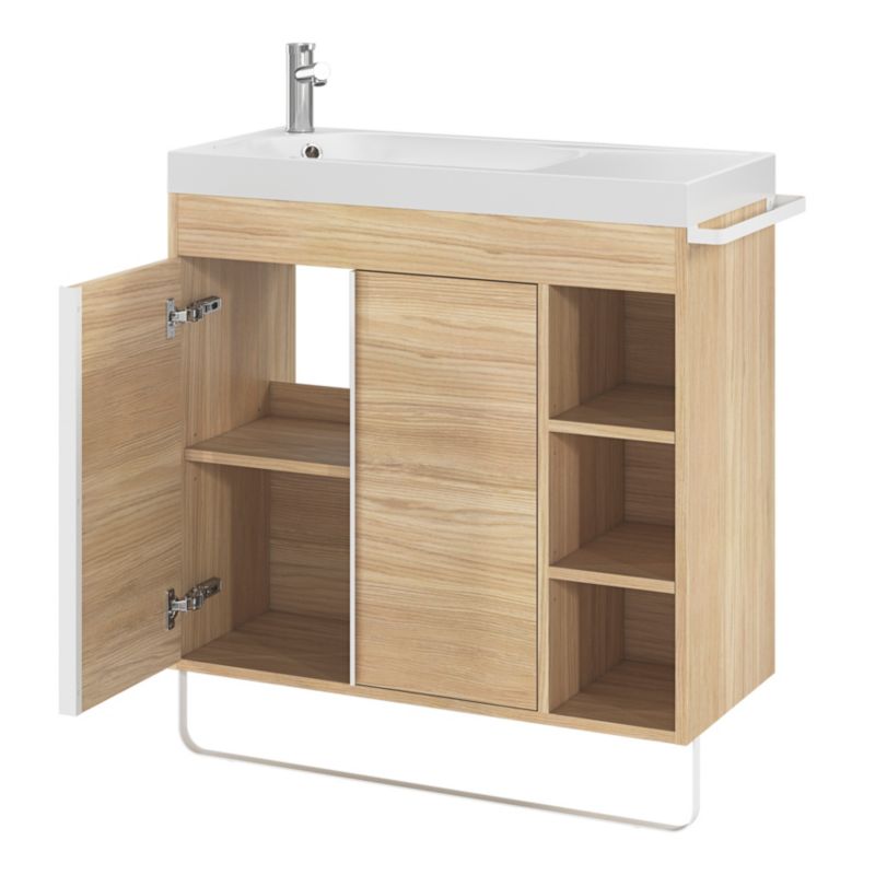 GoodHome Maza fritstående vaskeskab 80 x 36 cm i egetræslook