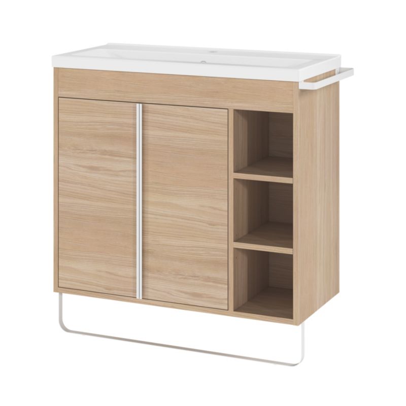 GoodHome Maza fritstående vaskeskab 80 x 36 cm i egetræslook