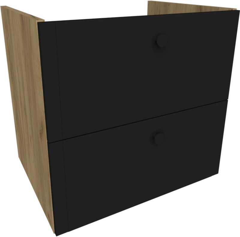Vaskeskab Væghængt 46x35x45 cm Sort/Eg | 5908271112161