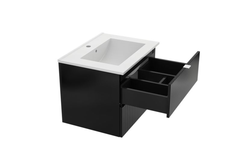 Hængende Underskab 60 cm Sort MDF 2 Skuffer Stille Lukning 5908271113250