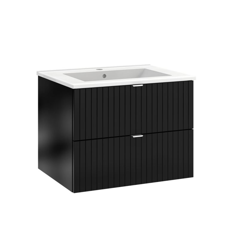 Hængende Underskab 60 cm Sort MDF 2 Skuffer Stille Lukning 5908271113250