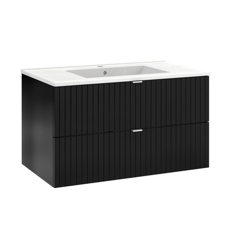 Mirano Listrado væghængt vaskeskab 80 cm mat-sort