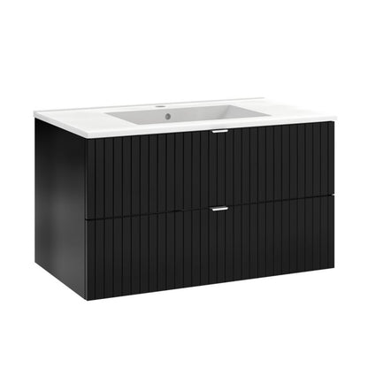 Mirano Listrado væghængt vaskeskab 80 cm mat-sort