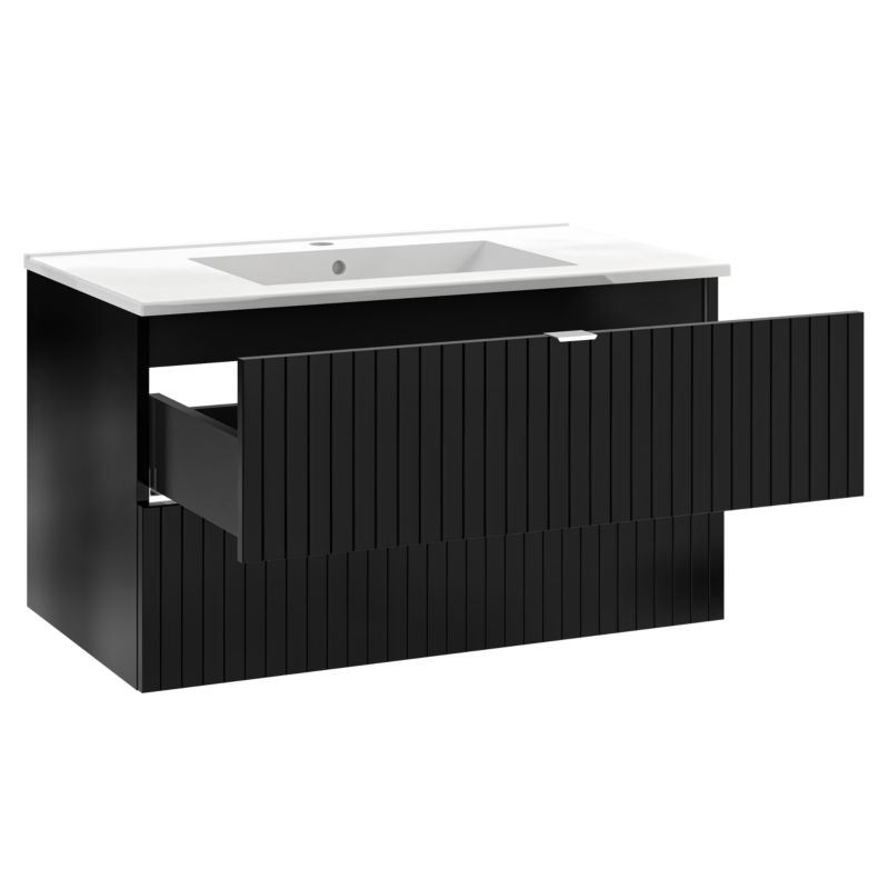 Mirano Listrado væghængt vaskeskab 80 cm mat-sort