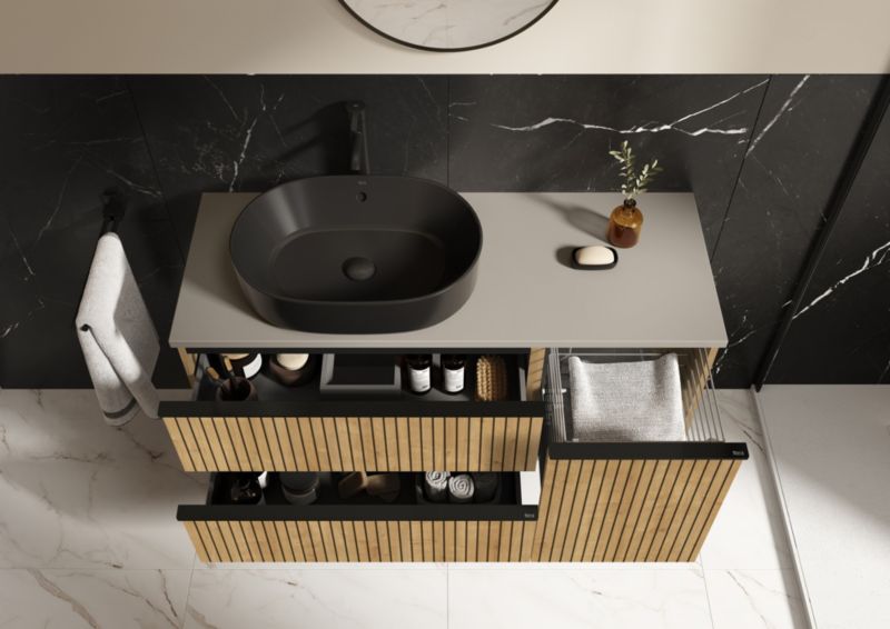 Roca Style vægmonteret skab til vask 80 cm lys eg