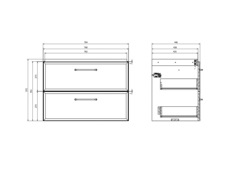 Væghængt Underskab Mille 80 cm Eg Mat 2 Skuffer | 5901771214489