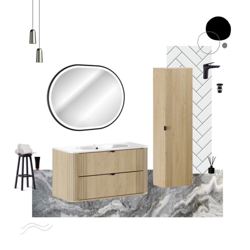 Underskab Ovalia Cremona Eg 120 cm 2 Skuffer Blød Lukning