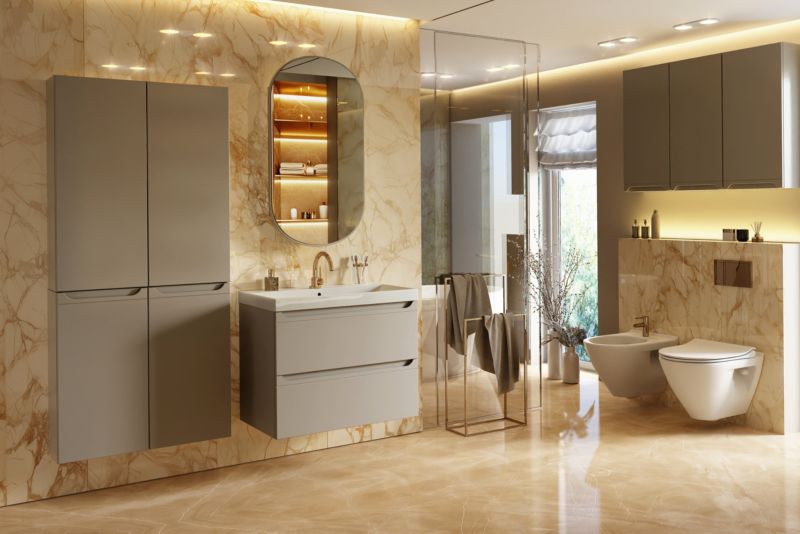 Væghængt underskab 80 cm taupe 2 skuffer | 5908271114257