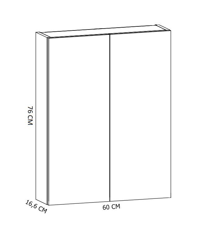 Vægskab EVA 60 Over Geberit Sort 60x76x16,6 cm