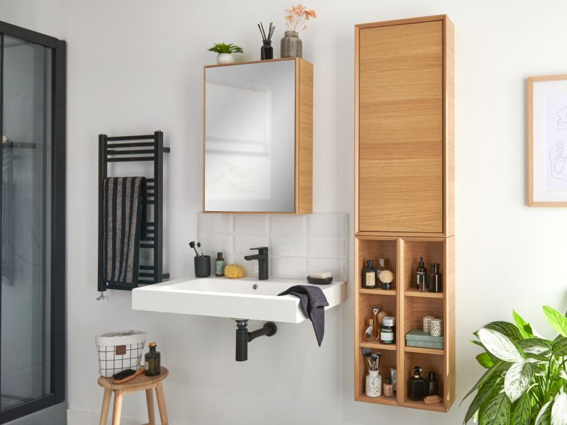 Væghængt skab GoodHome Avela 20 cm med 3 hylder i træ