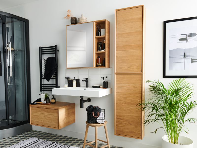 Væghængt skab GoodHome Avela 20 cm med 3 hylder i træ