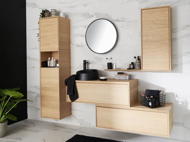 GoodHome Avela væghængt skab 40 cm i træ