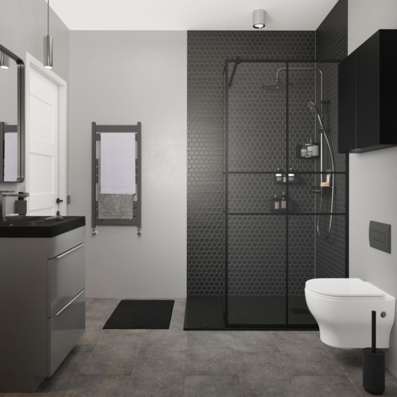 GoodHome Imandra væghængt skab 60 x 60 x 15 cm mat sort