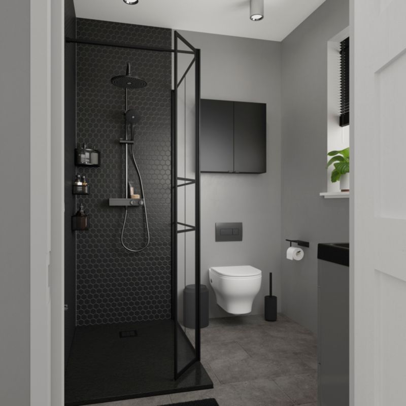 GoodHome Imandra væghængt skab 60 x 60 x 15 cm mat sort