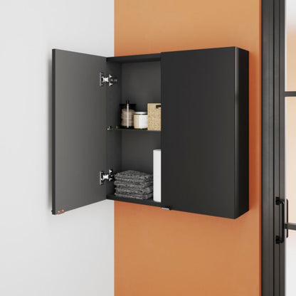 GoodHome Imandra væghængt skab 60 x 60 x 15 cm mat sort