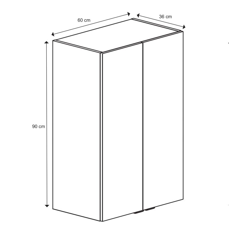 Vægskab 60 x 90 x 36 cm Eg med Støddæmper