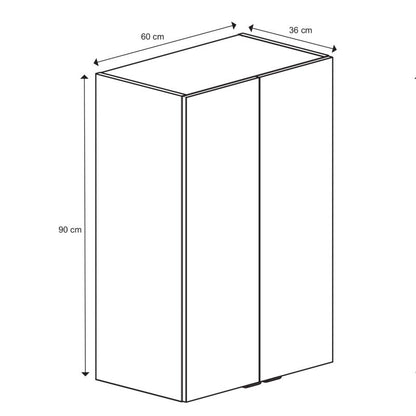 Vægskab 60 x 90 x 36 cm Eg med Støddæmper