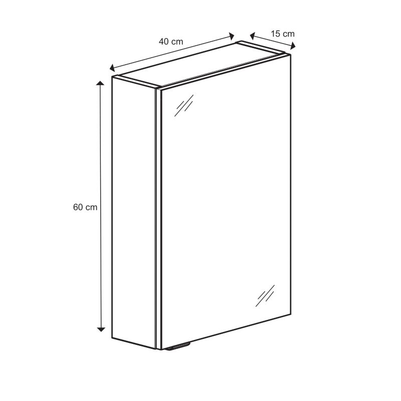 GoodHome Imandra spejlskab 40 x 60 x 15 cm