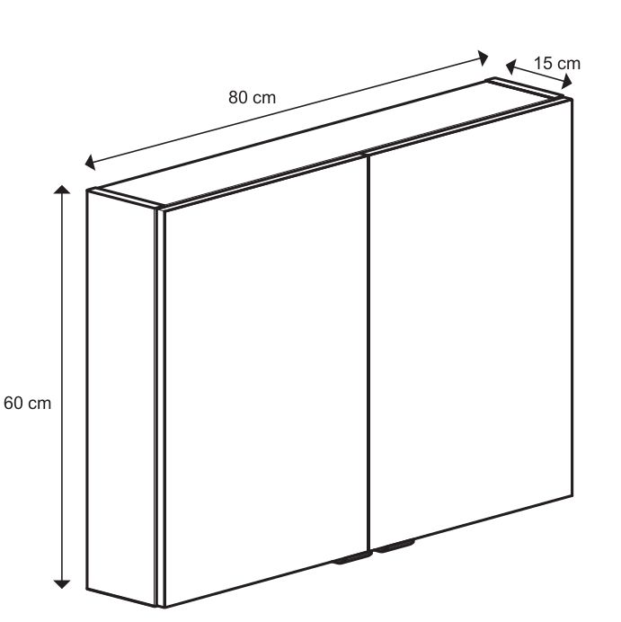 GoodHome Imandra spejlskab 80 x 60 x 15 cm