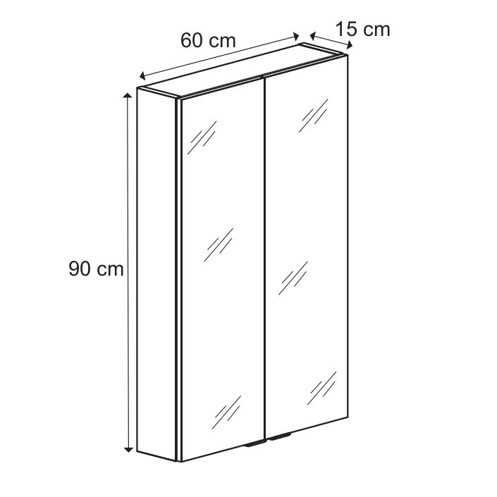 GoodHome Imandra spejlskab 80 x 90 x 15 cm