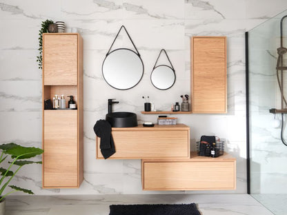 GoodHome Avela 100 cm skabsmodul med skuffe til bordmonteret vask i træ