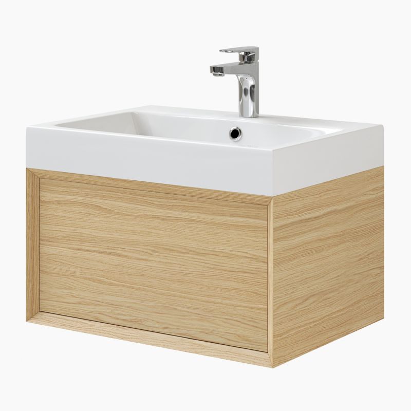 GoodHome Avela 60 cm skab med skuffe til bordmonteret vask i træ