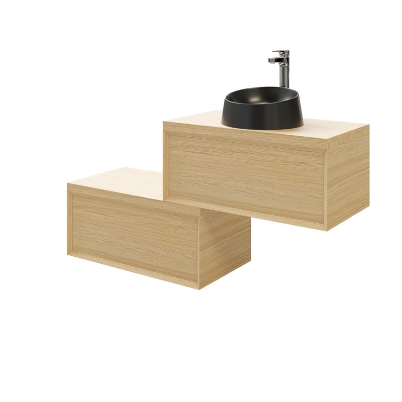GoodHome Avela 80 cm skuffeskab til bordmonteret vask i træ