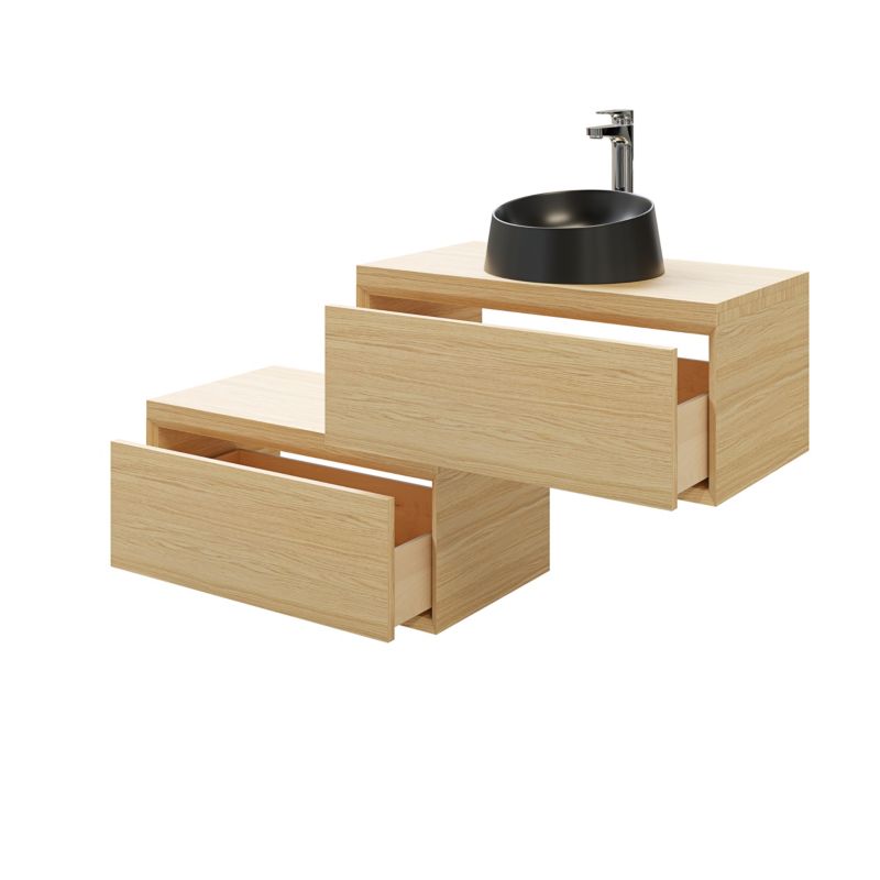 GoodHome Avela 80 cm skuffeskab til bordmonteret vask i træ