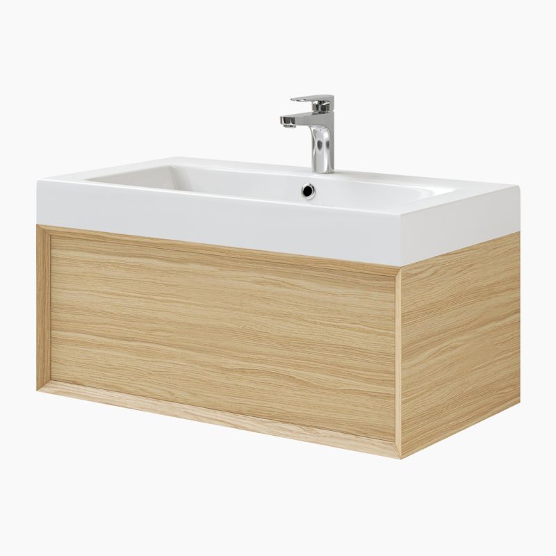 GoodHome Avela 80 cm skuffeskab til bordmonteret vask i træ