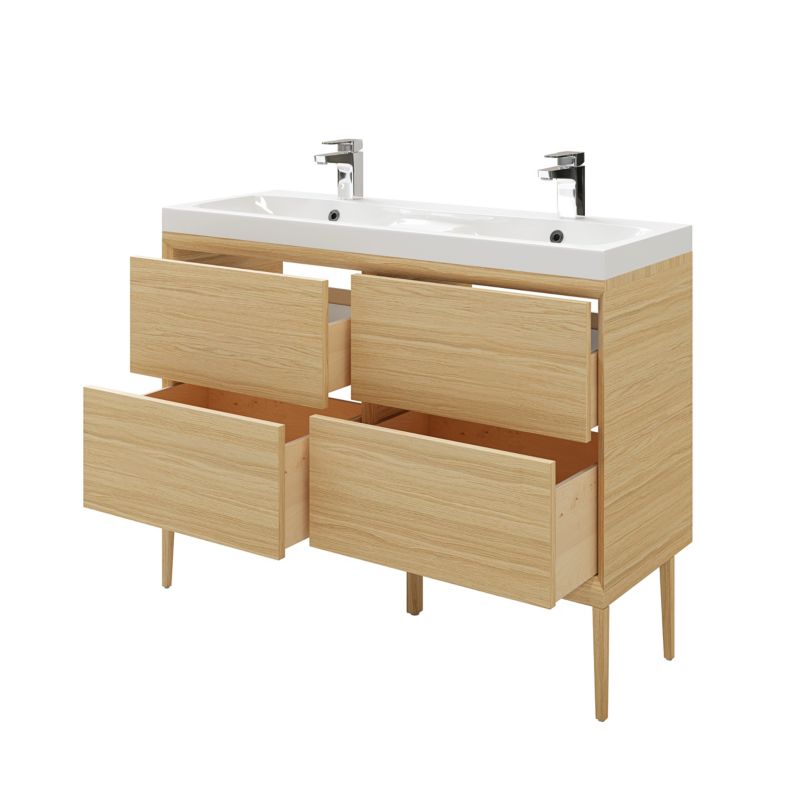 GoodHome Avela 120 cm underskab med skuffer i træ