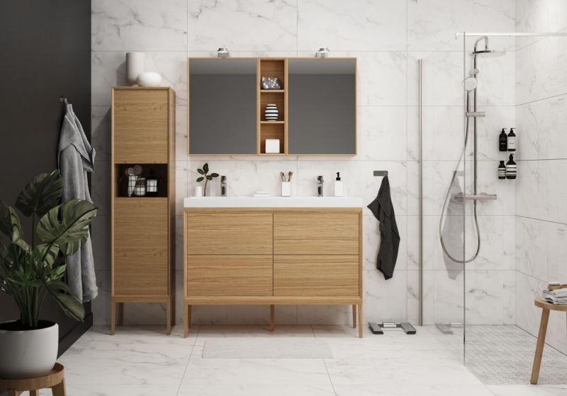 GoodHome Avela 120 cm underskab med skuffer i træ