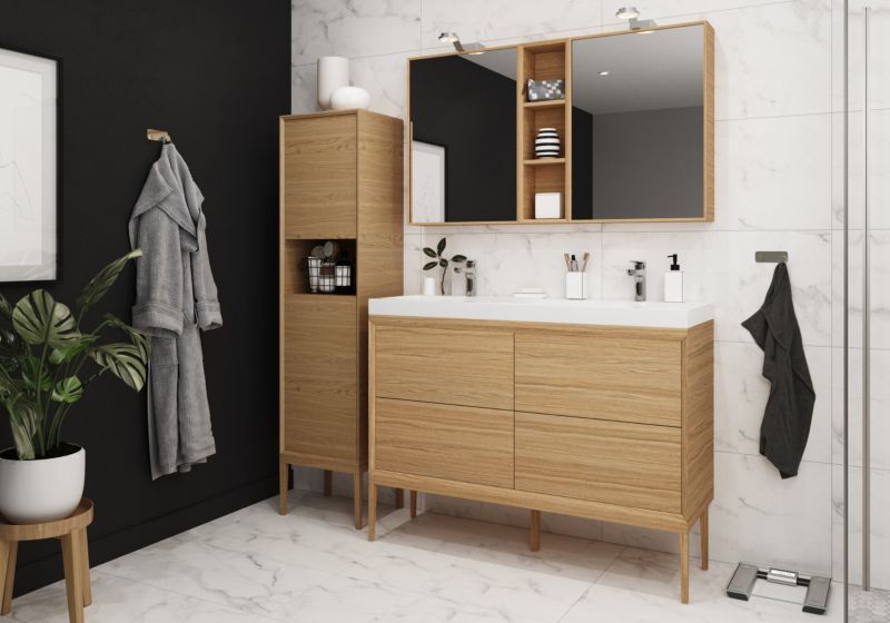 GoodHome Avela 120 cm underskab med skuffer i træ