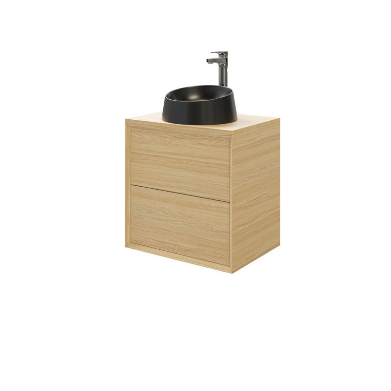 GoodHome Avela 60 cm vaskeskab med skuffer i træ
