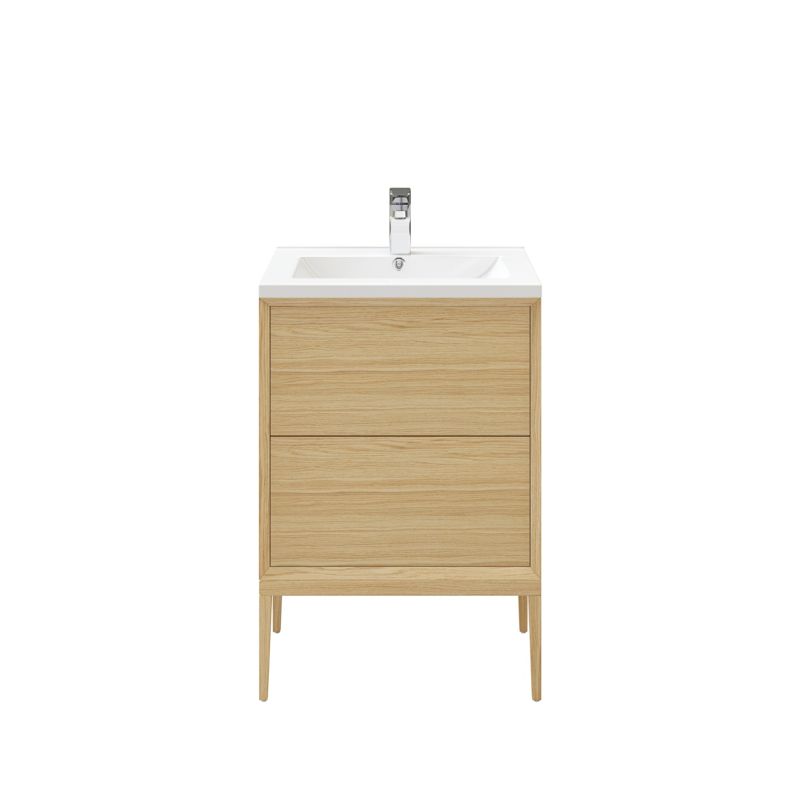 GoodHome Avela 60 cm vaskeskab med skuffer i træ