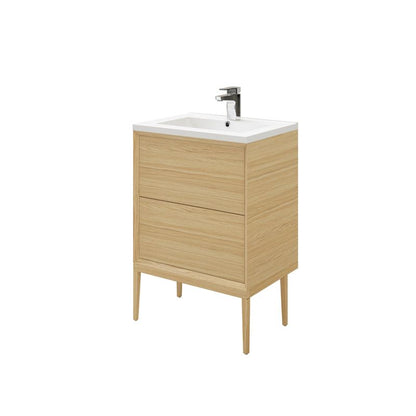GoodHome Avela 60 cm vaskeskab med skuffer i træ